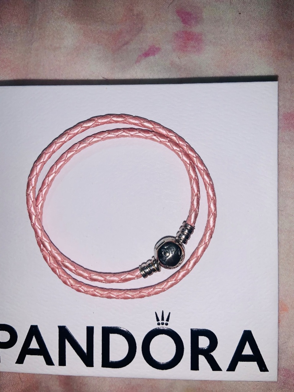Pandora pink leather bracelet